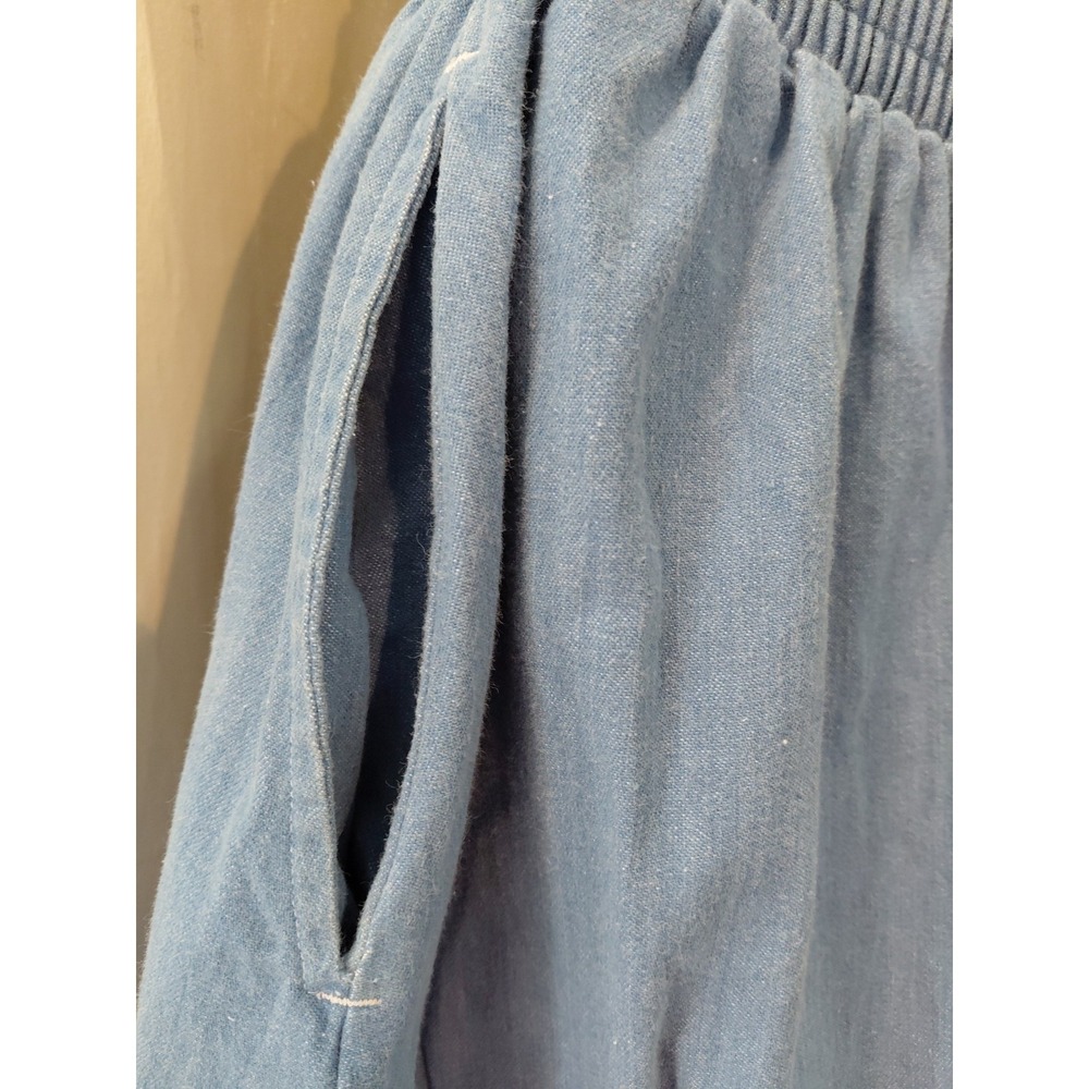 Vintage 90's Embroidered Striped Trim Demin Cottagecore Midi Skirt Cotton 16 - Picture 5 of 10